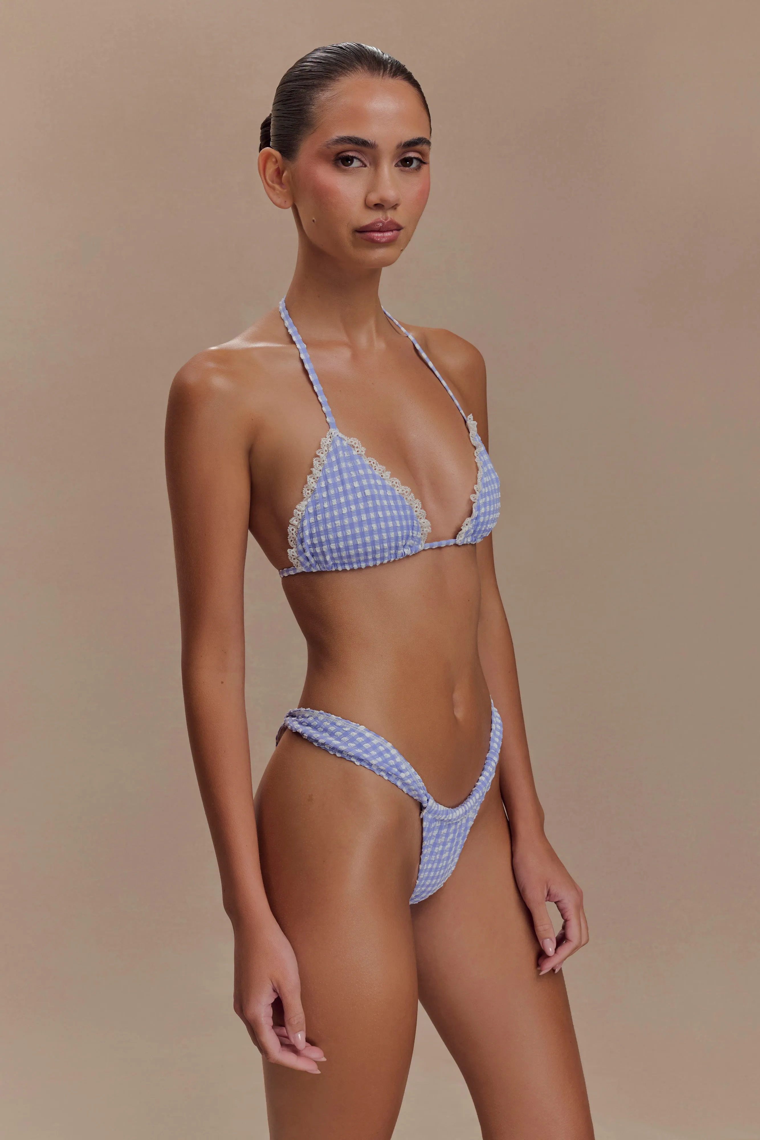 Persephone Gingham Bikini Bottoms - Lilac