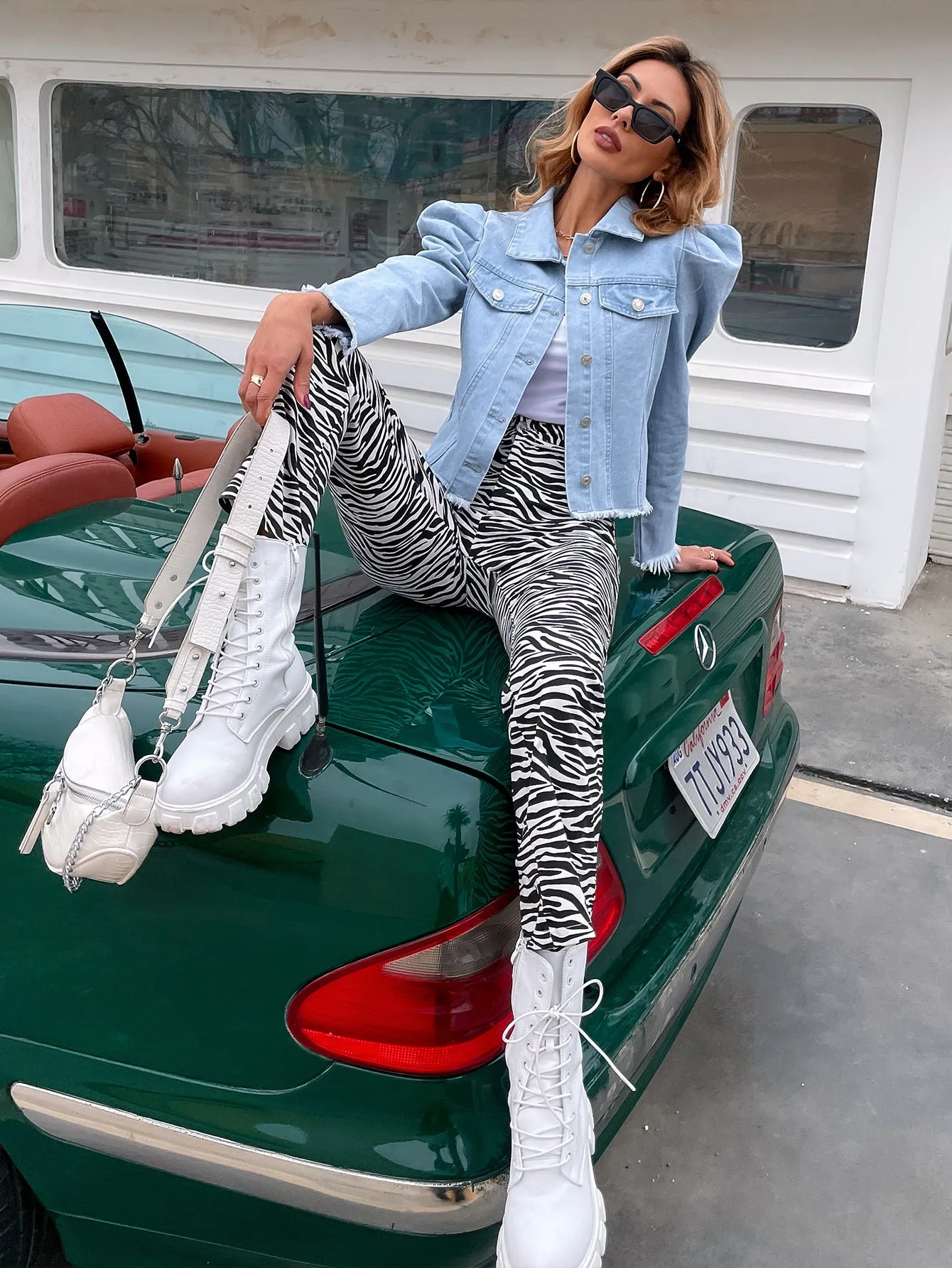 Pile Collar Single-breasted Puff Sleeve Tassel Denim Outerwear Cardigans
