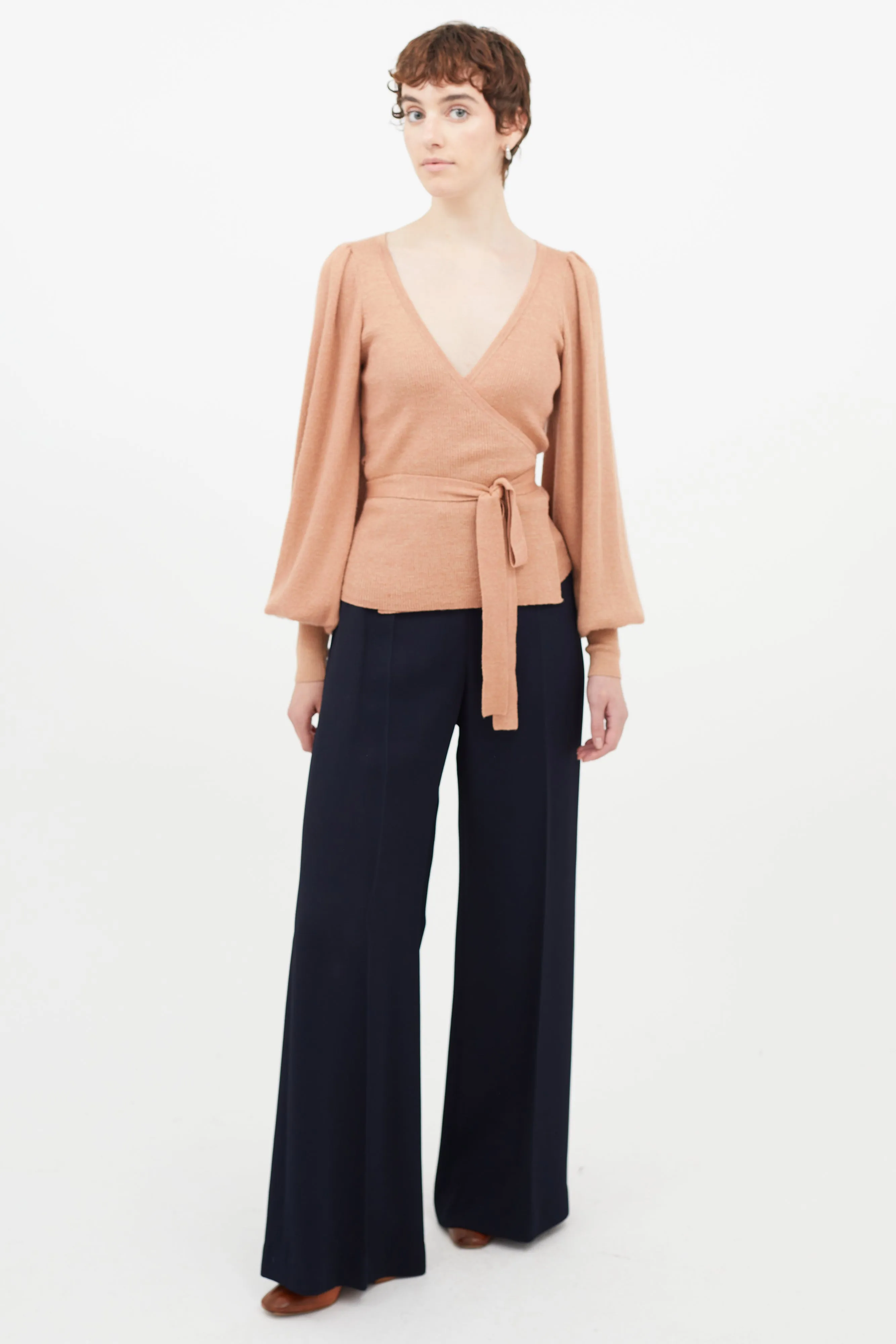 Pink Metallic Wrap Cardigan