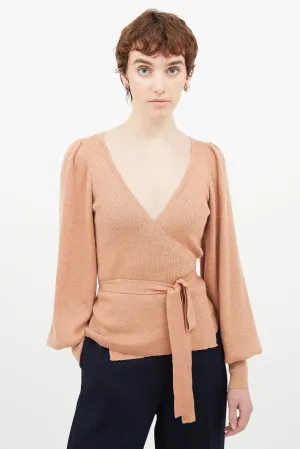 Pink Metallic Wrap Cardigan