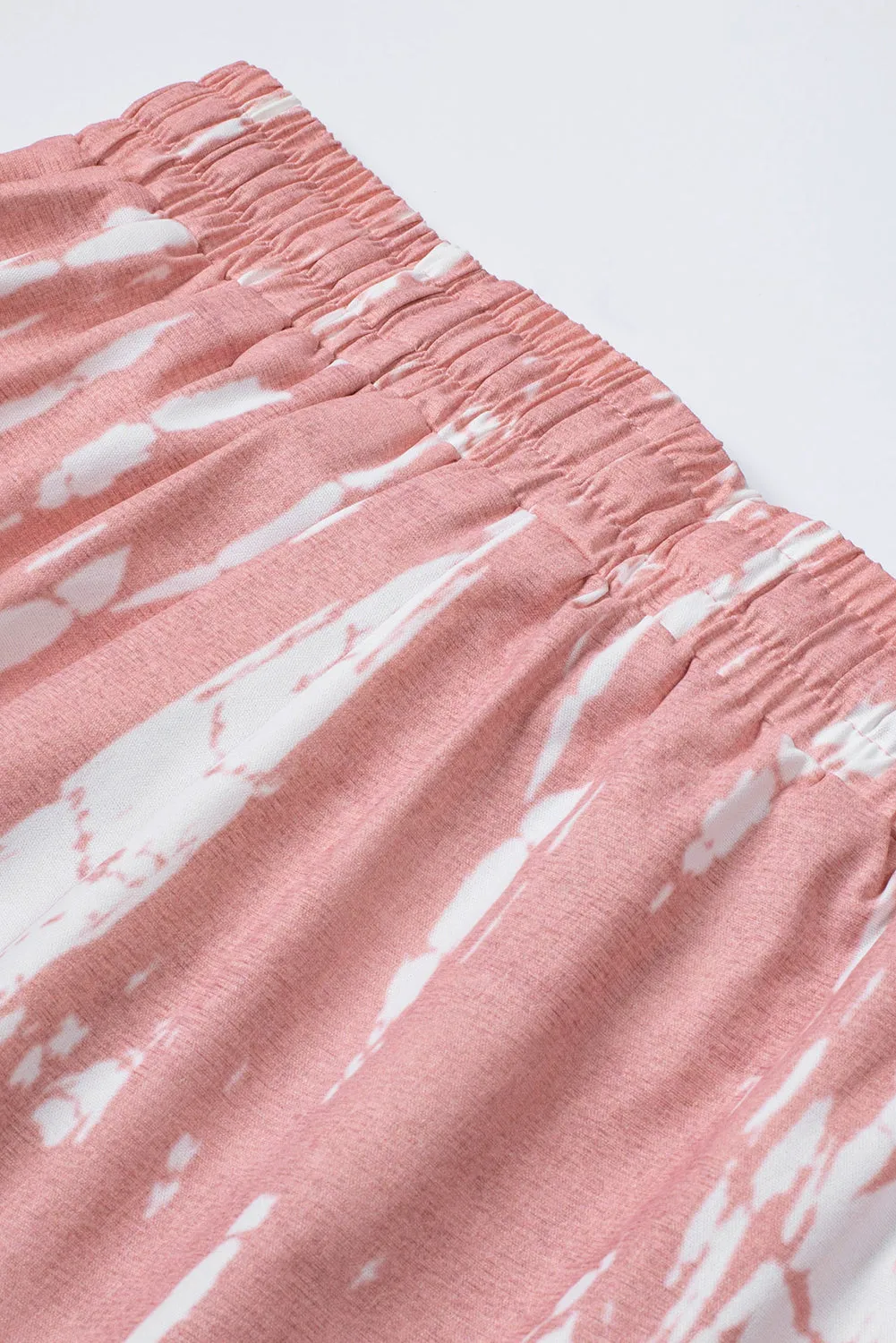 Pink Tie Dye Drawstring Casual Shorts