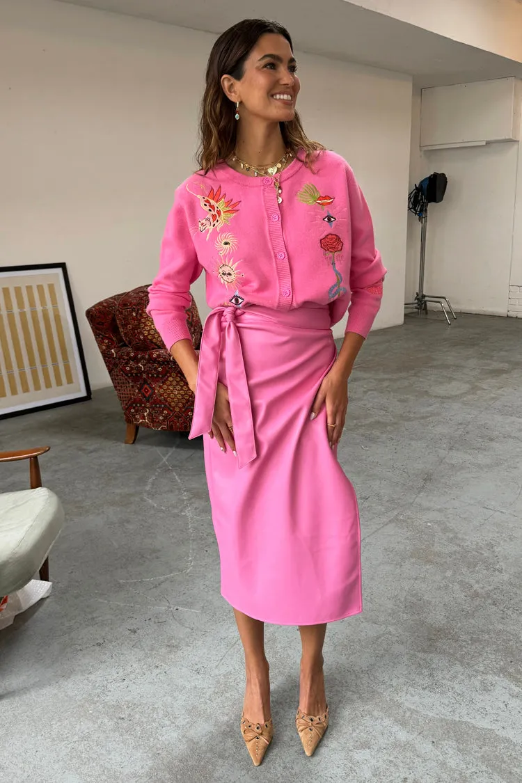 Pink Vegan Leather Jaspre Skirt