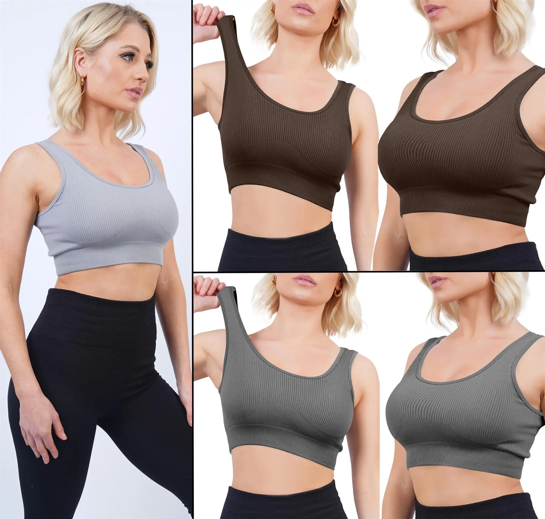 Plain Seamless Ribbed Gym Bra