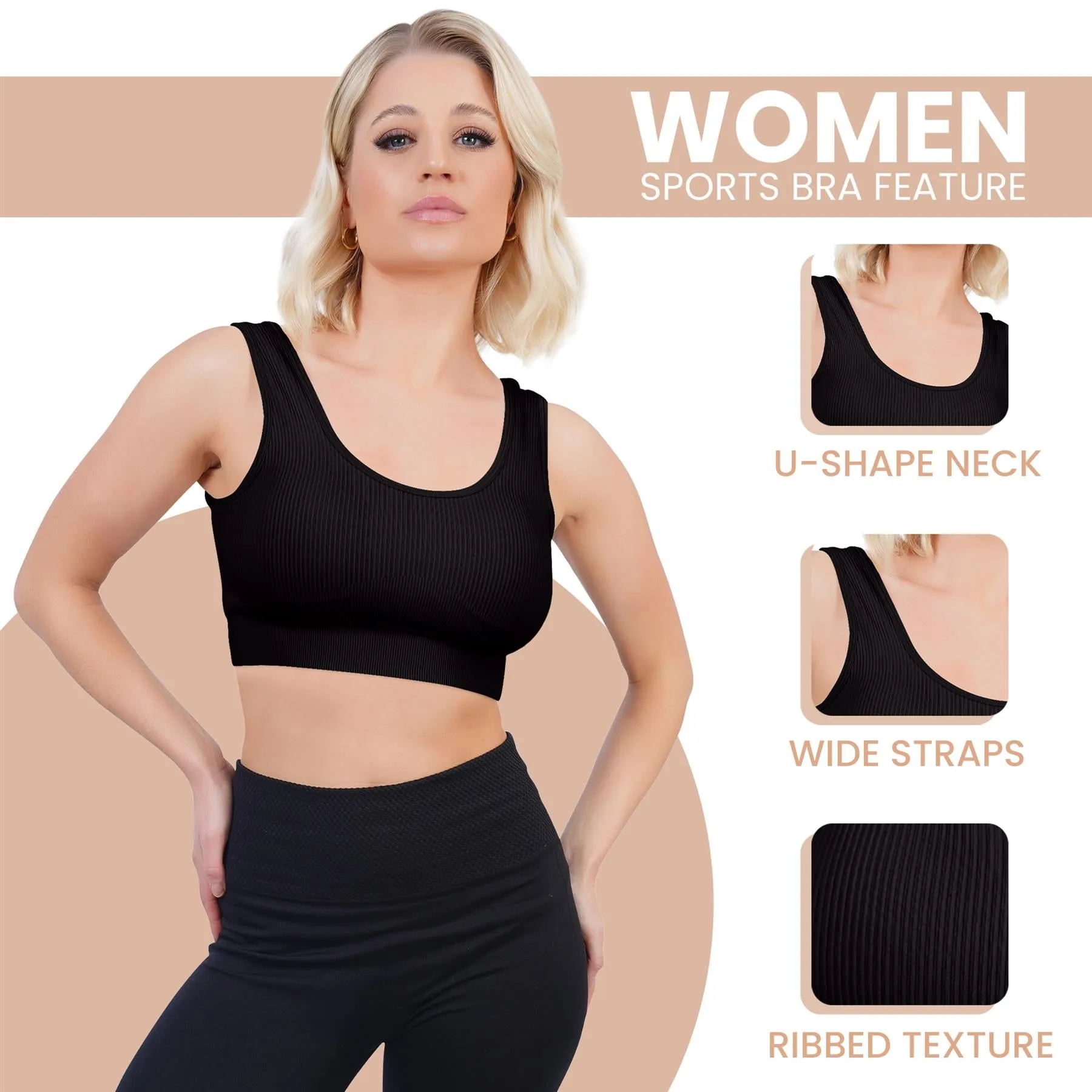 Plain Seamless Ribbed Gym Bra