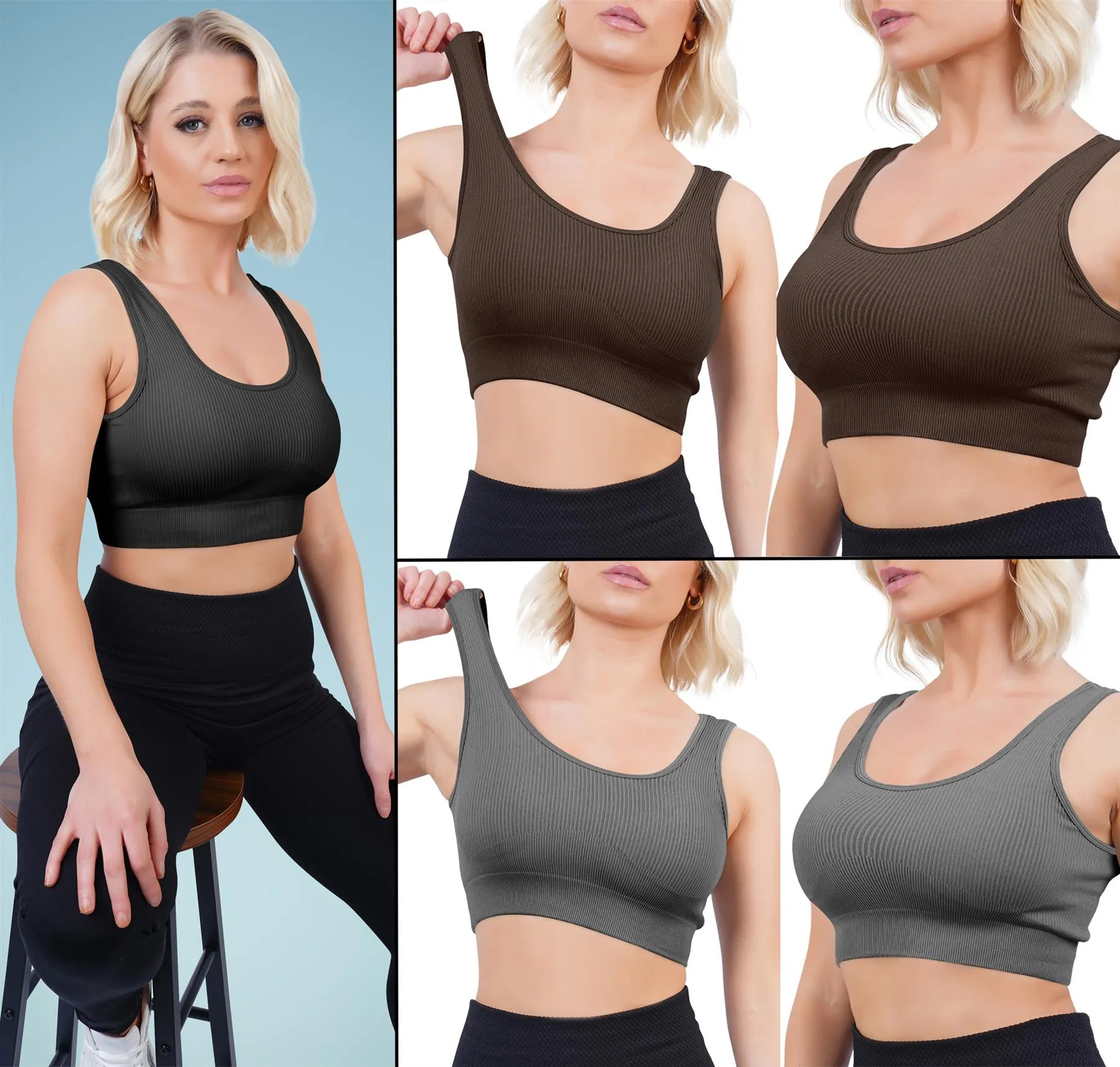Plain Seamless Ribbed Gym Bra