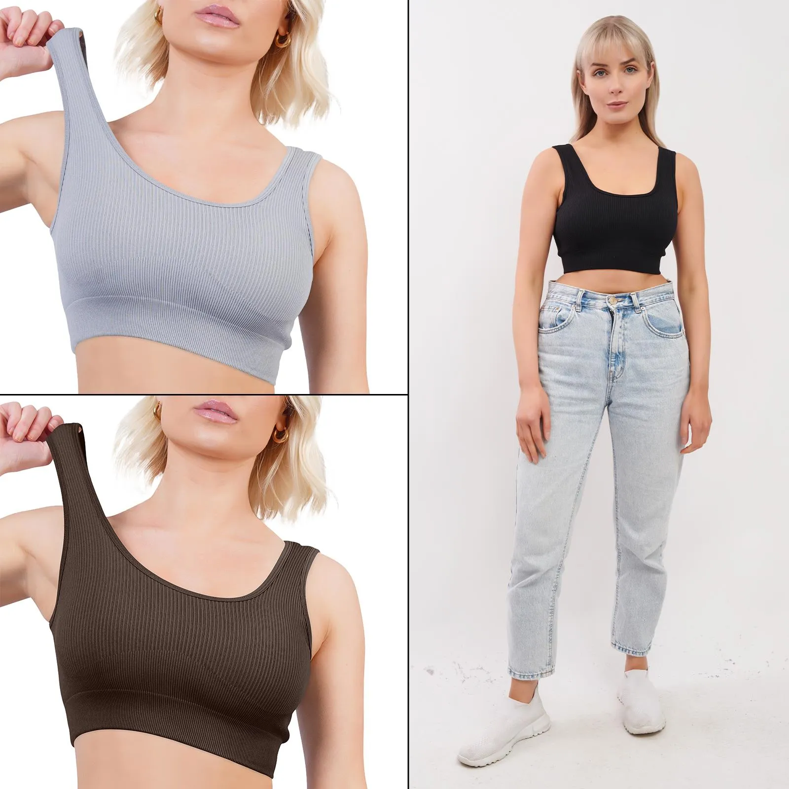 Plain Seamless Ribbed Gym Bra