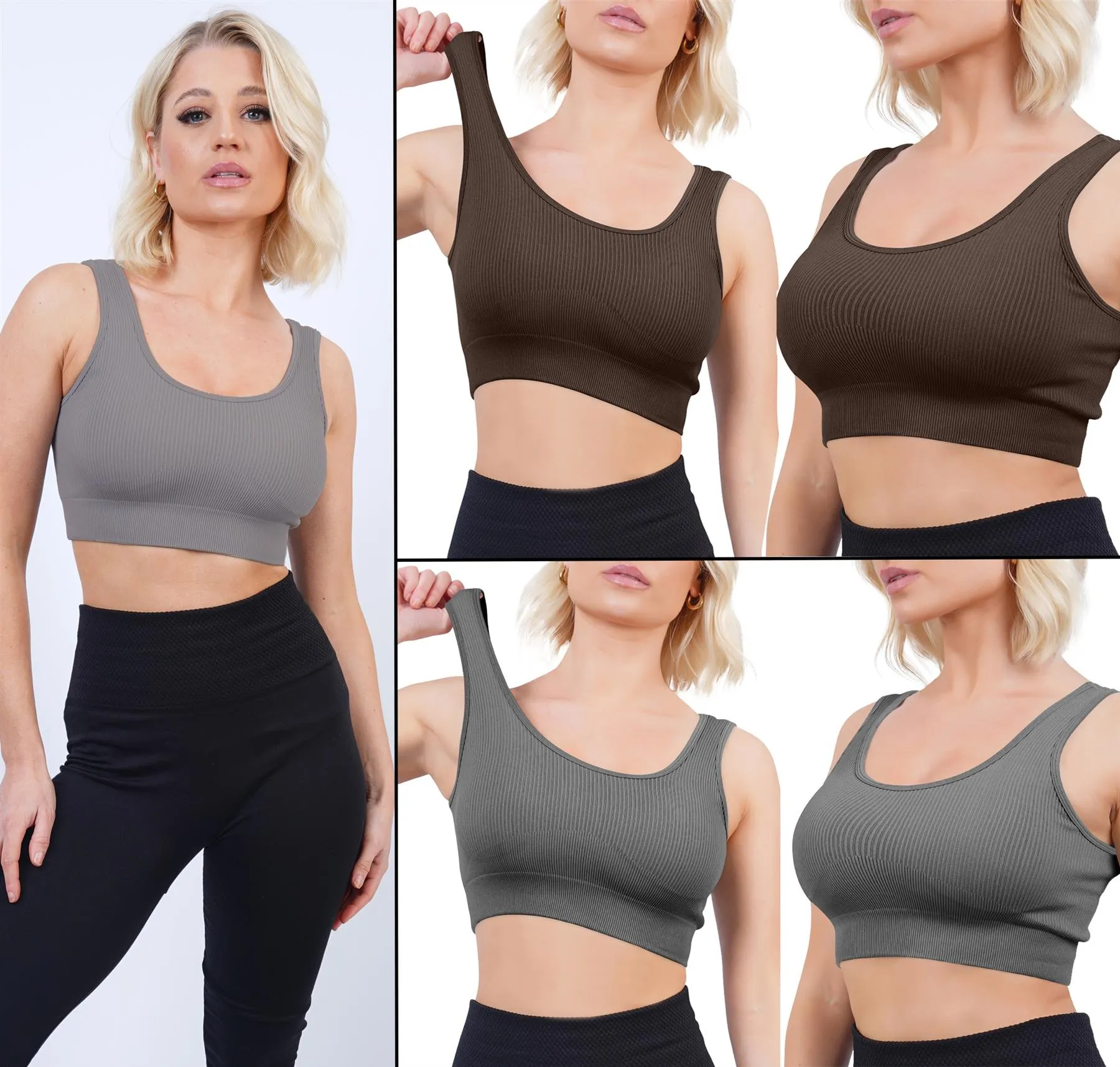 Plain Seamless Ribbed Gym Bra