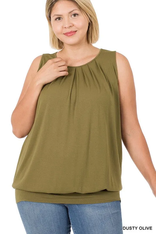 Plus Size Pleated Tank Top (Multiple)