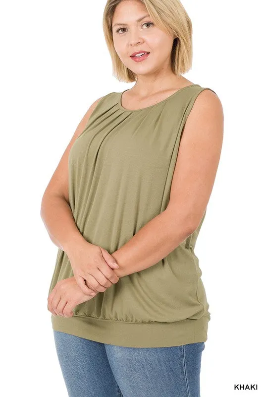 Plus Size Pleated Tank Top (Multiple)