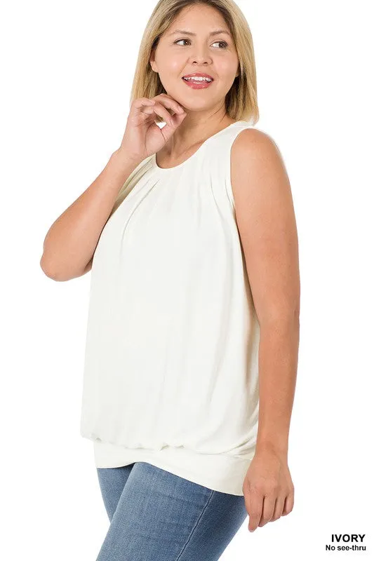 Plus Size Pleated Tank Top (Multiple)