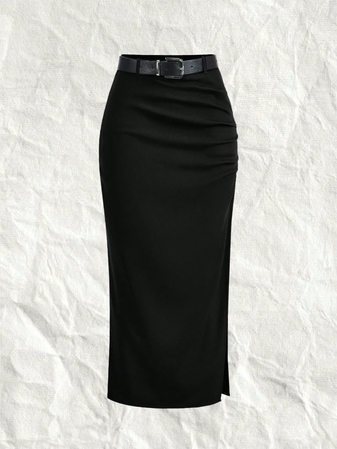Plus Size Split Thigh Belted Skirt