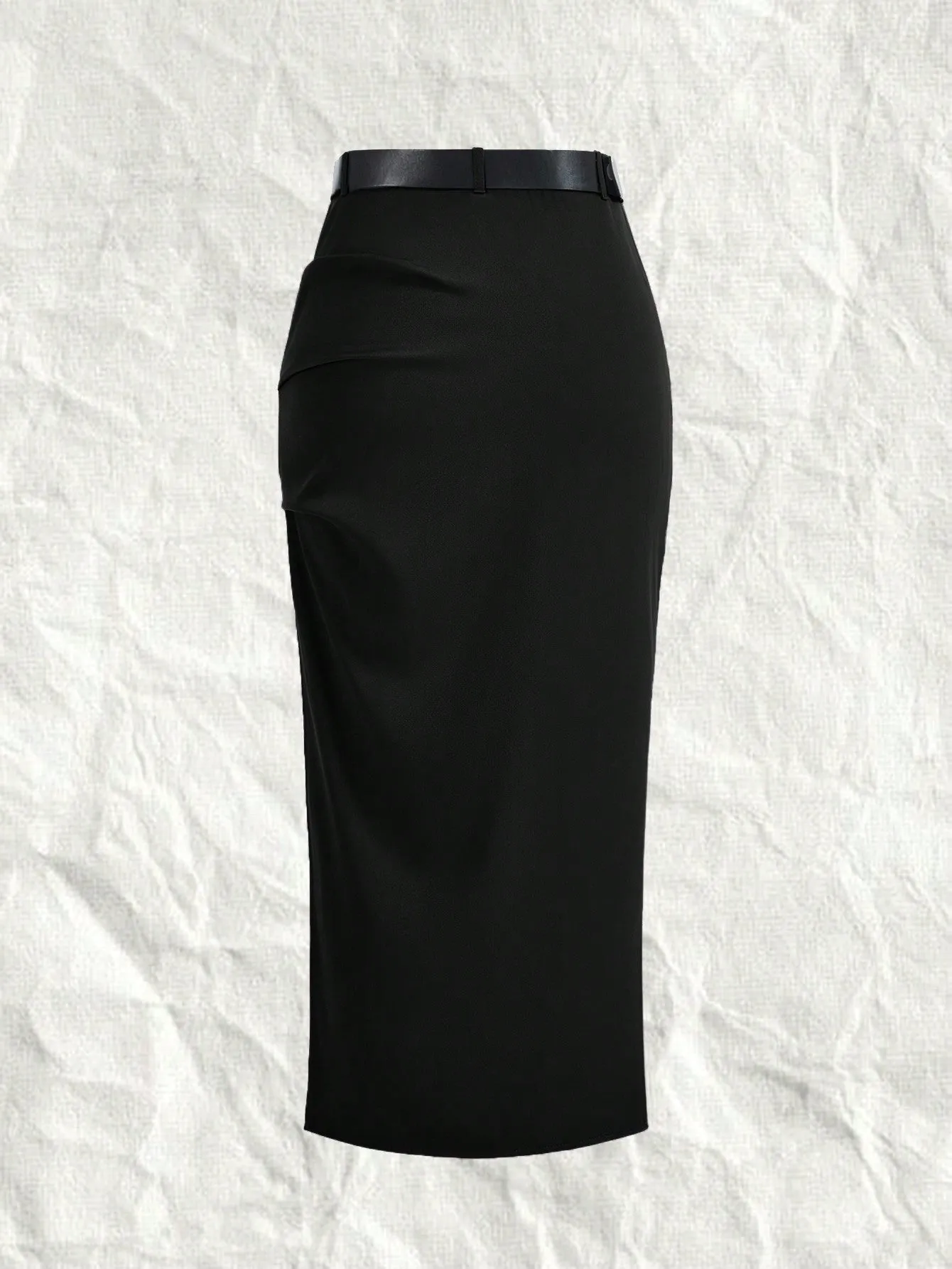 Plus Size Split Thigh Belted Skirt