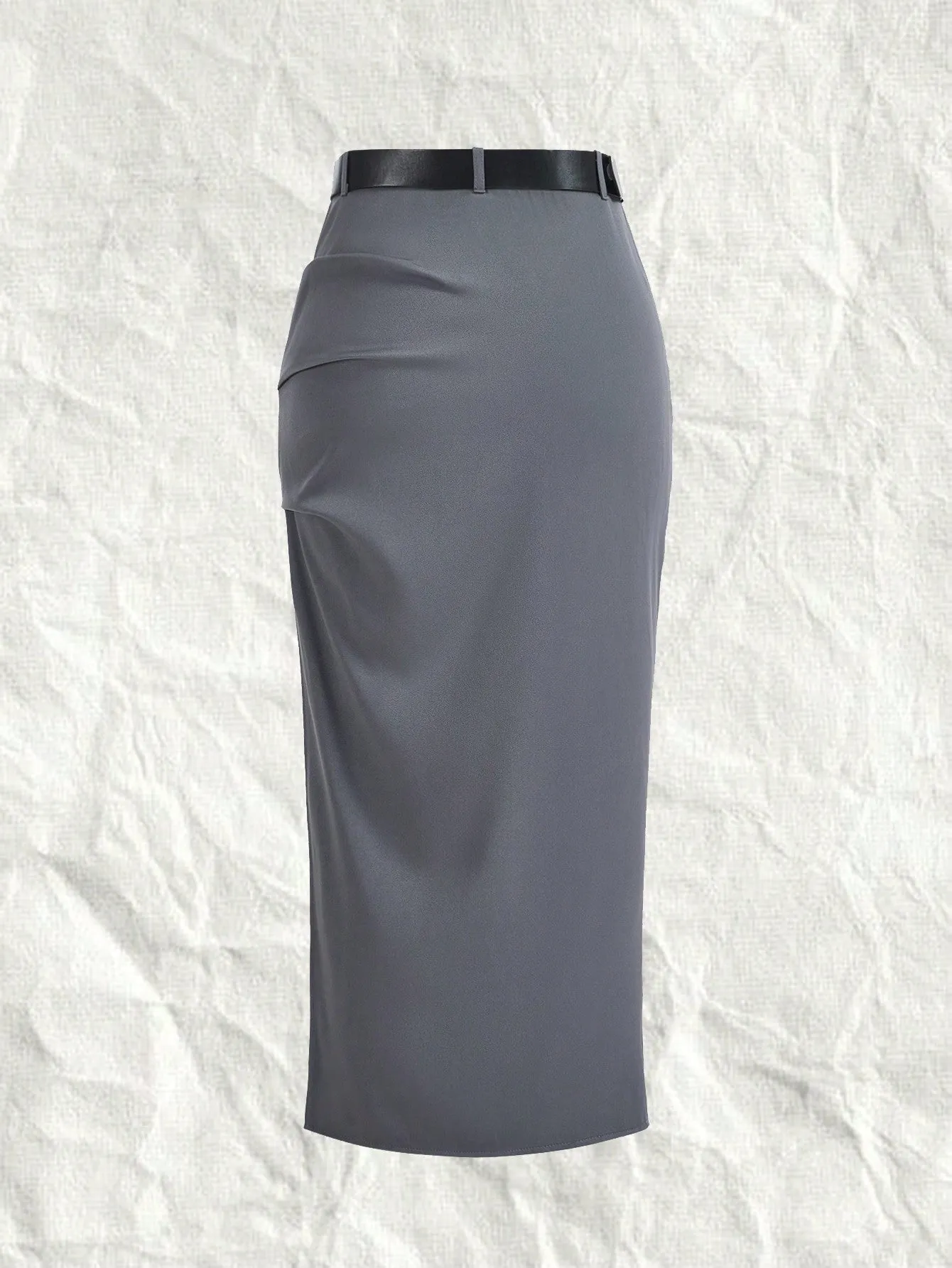 Plus Size Split Thigh Belted Skirt