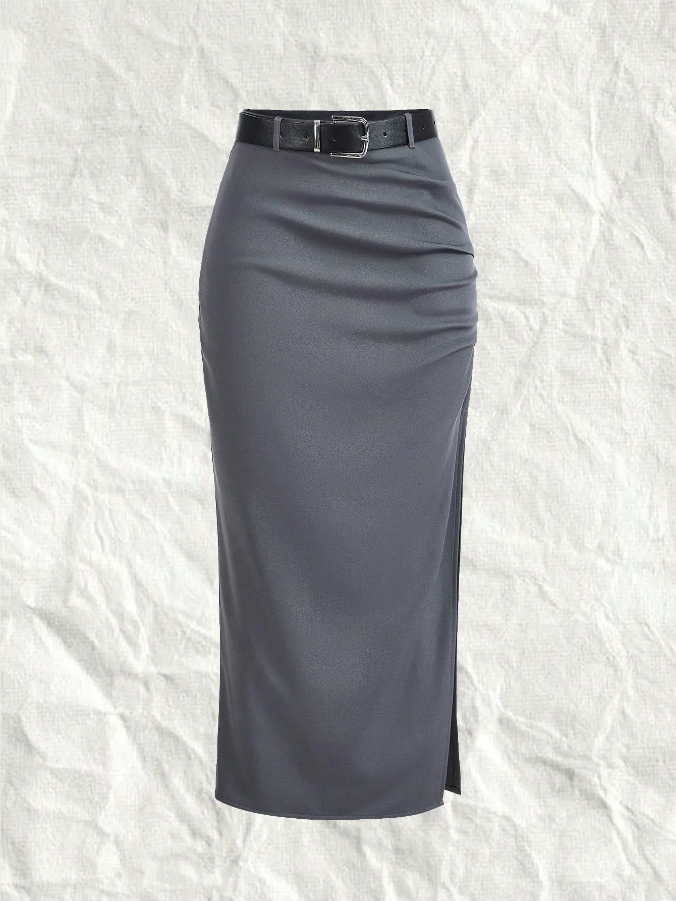 Plus Size Split Thigh Belted Skirt