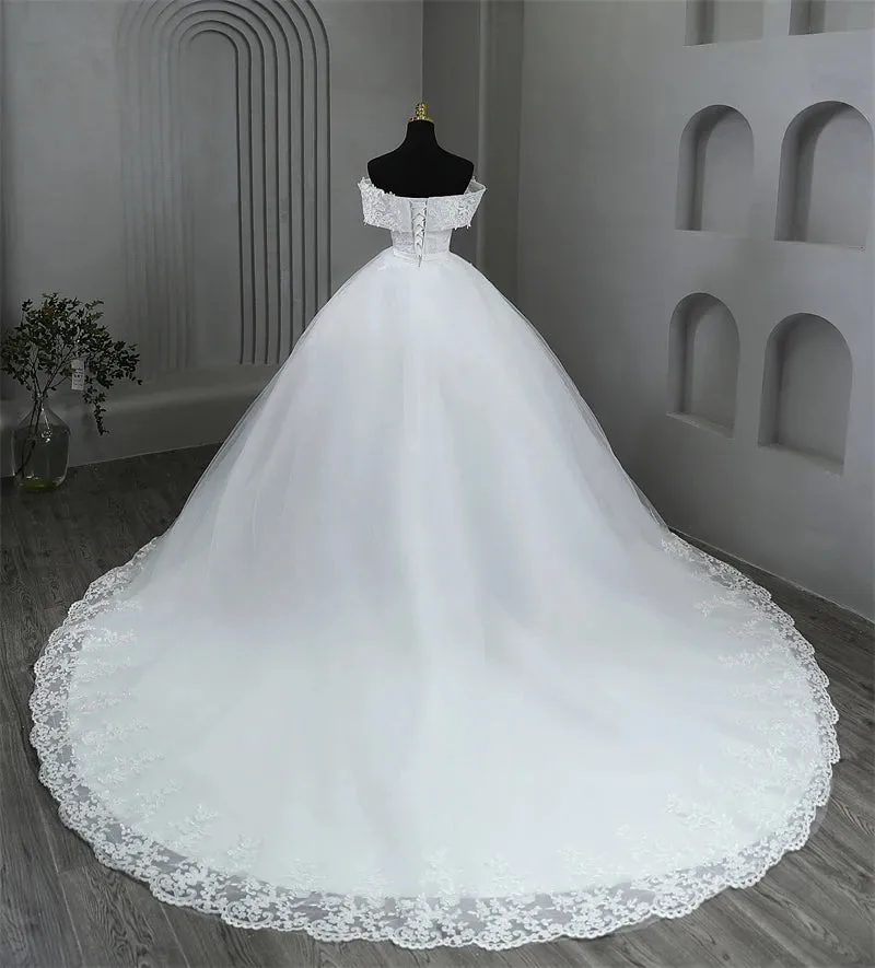 Plus Size White Wedding Dresses Off The Shoulder Wedding Gowns Elegant