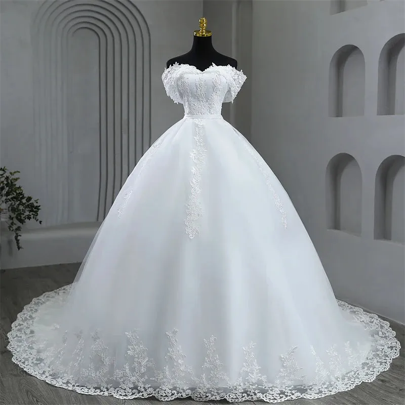 Plus Size White Wedding Dresses Off The Shoulder Wedding Gowns Elegant