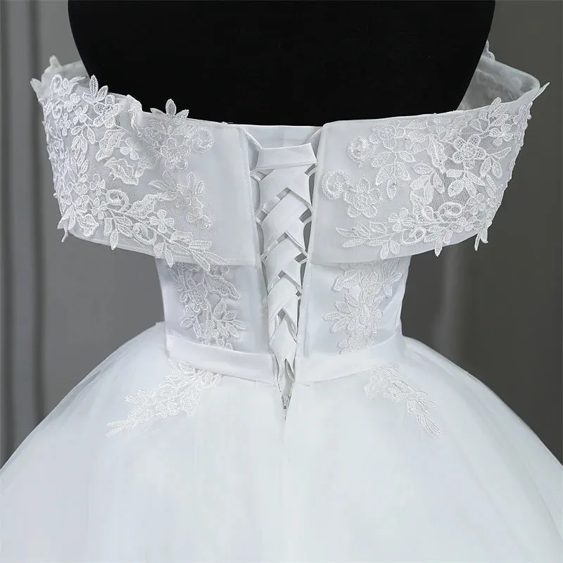 Plus Size White Wedding Dresses Off The Shoulder Wedding Gowns Elegant
