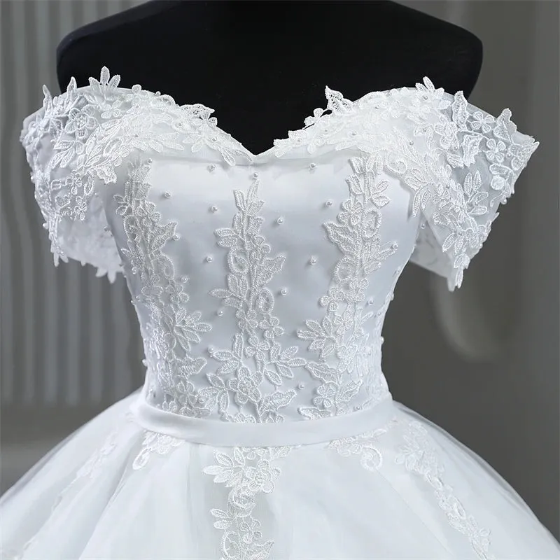 Plus Size White Wedding Dresses Off The Shoulder Wedding Gowns Elegant