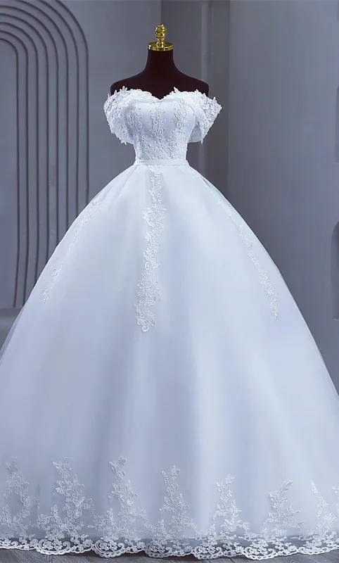 Plus Size White Wedding Dresses Off The Shoulder Wedding Gowns Elegant