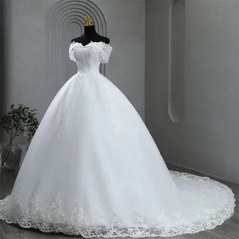 Plus Size White Wedding Dresses Off The Shoulder Wedding Gowns Elegant