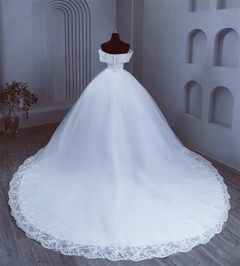Plus Size White Wedding Dresses Off The Shoulder Wedding Gowns Elegant