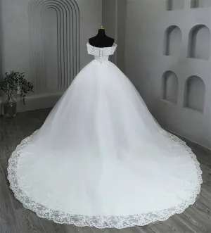 Plus Size White Wedding Dresses Off The Shoulder Wedding Gowns Elegant