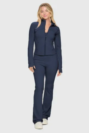 Premium Yoga Jacket W/jumpsuit Set in Navy