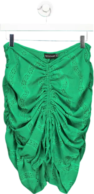 PrettyLittleThing Green Ruched Skirt UK 12