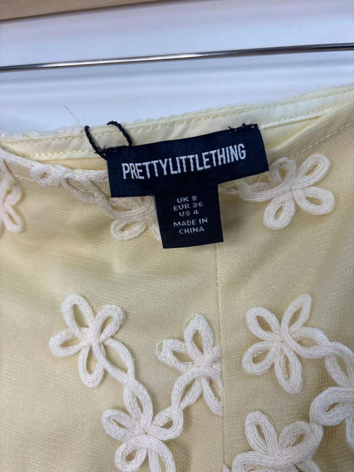 PrettyLittleThing Yellow Floral Embroidered Skirt UK 8