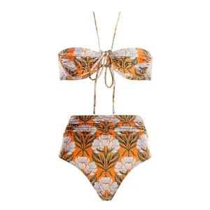 Print Halter Top and High Waist Bottoms
