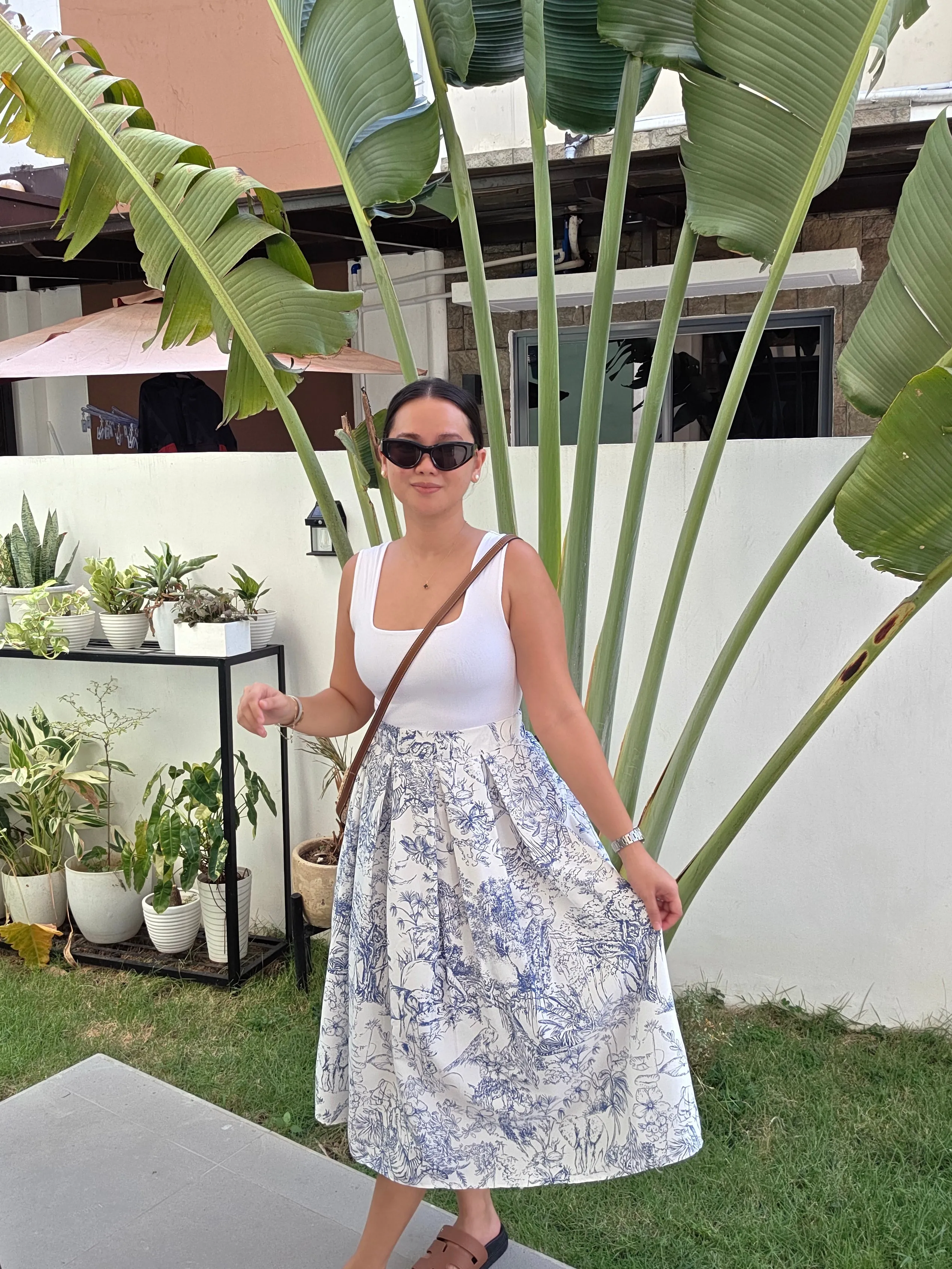 Printed Midi Skirt w/ one side pocket