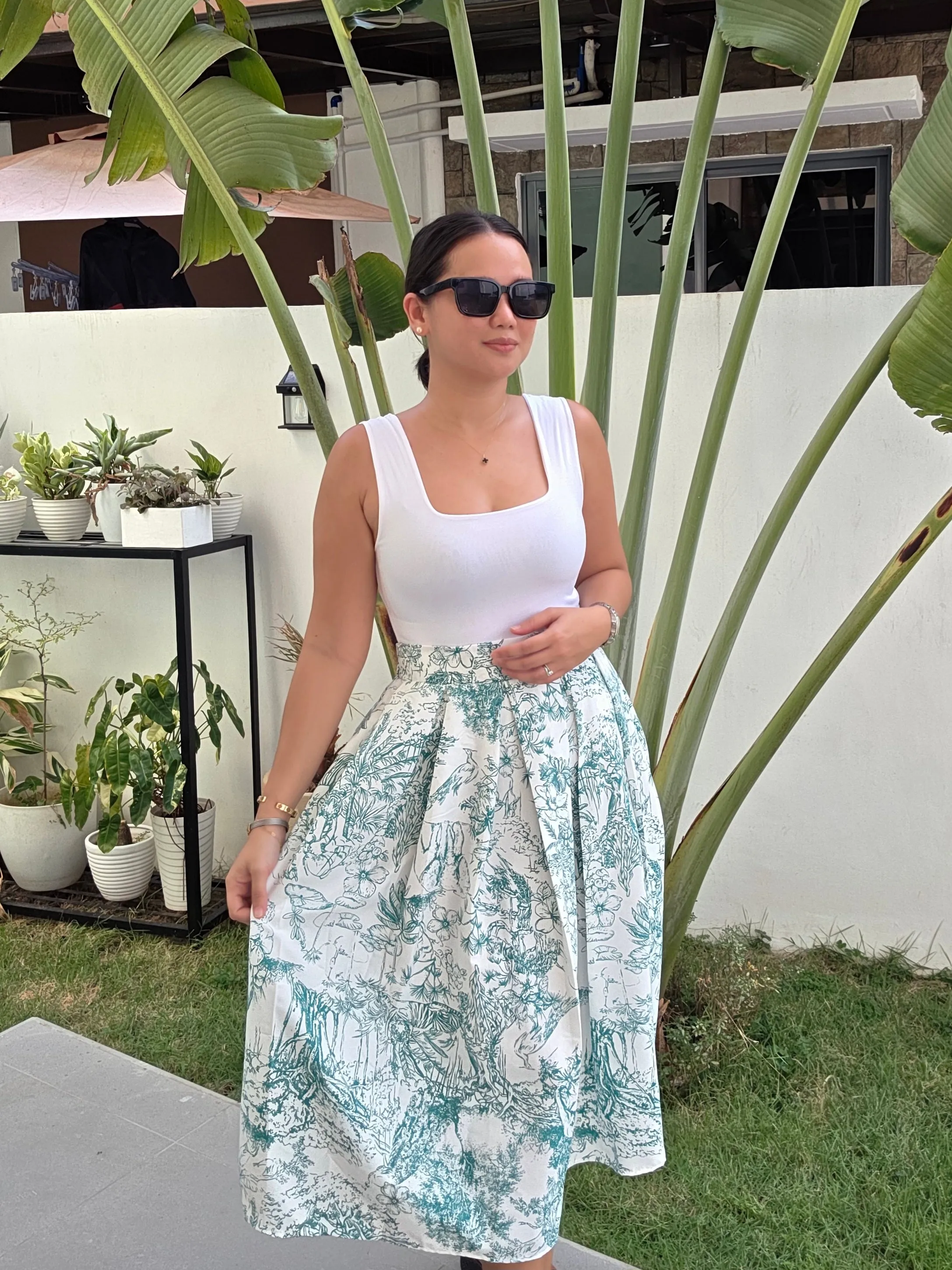 Printed Midi Skirt w/ one side pocket