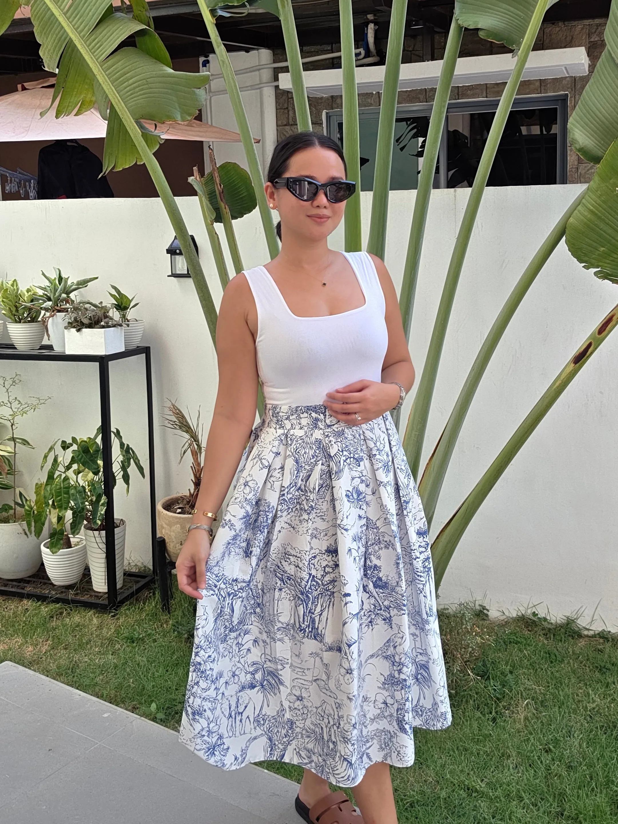 Printed Midi Skirt w/ one side pocket