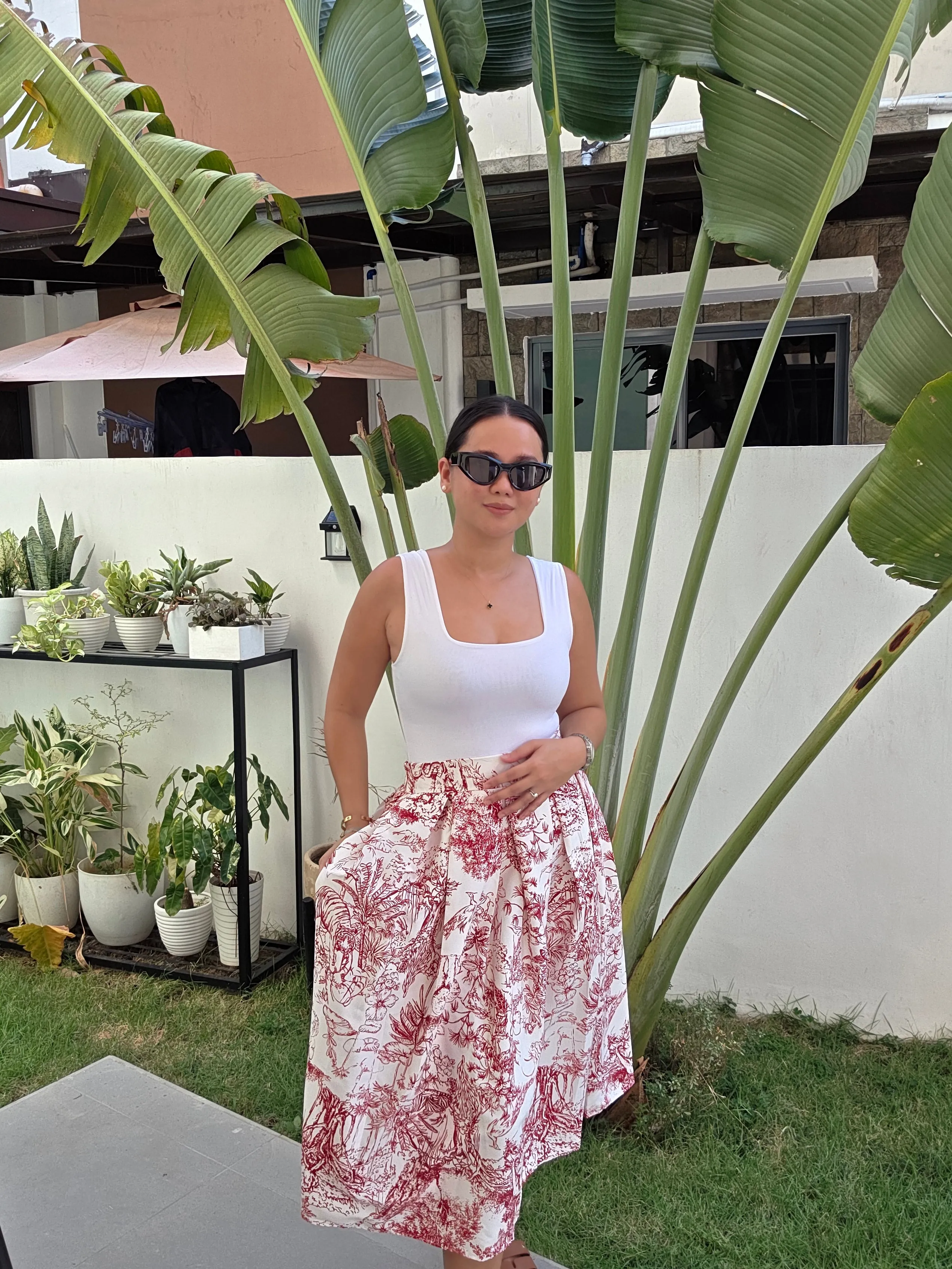 Printed Midi Skirt w/ one side pocket