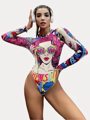 Printed one-piece swimsuit