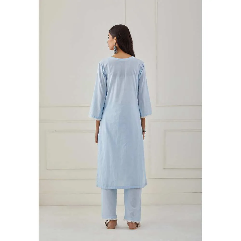 Priya Chaudhary Powder Blue Embroidery Kurta