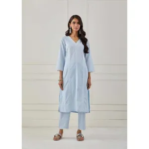 Priya Chaudhary Powder Blue Embroidery Kurta