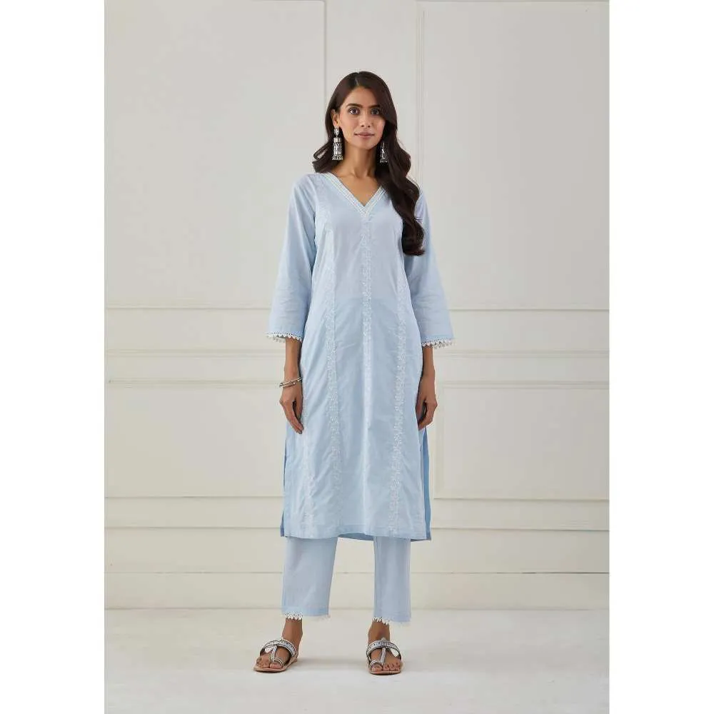 Priya Chaudhary Powder Blue Embroidery Kurta
