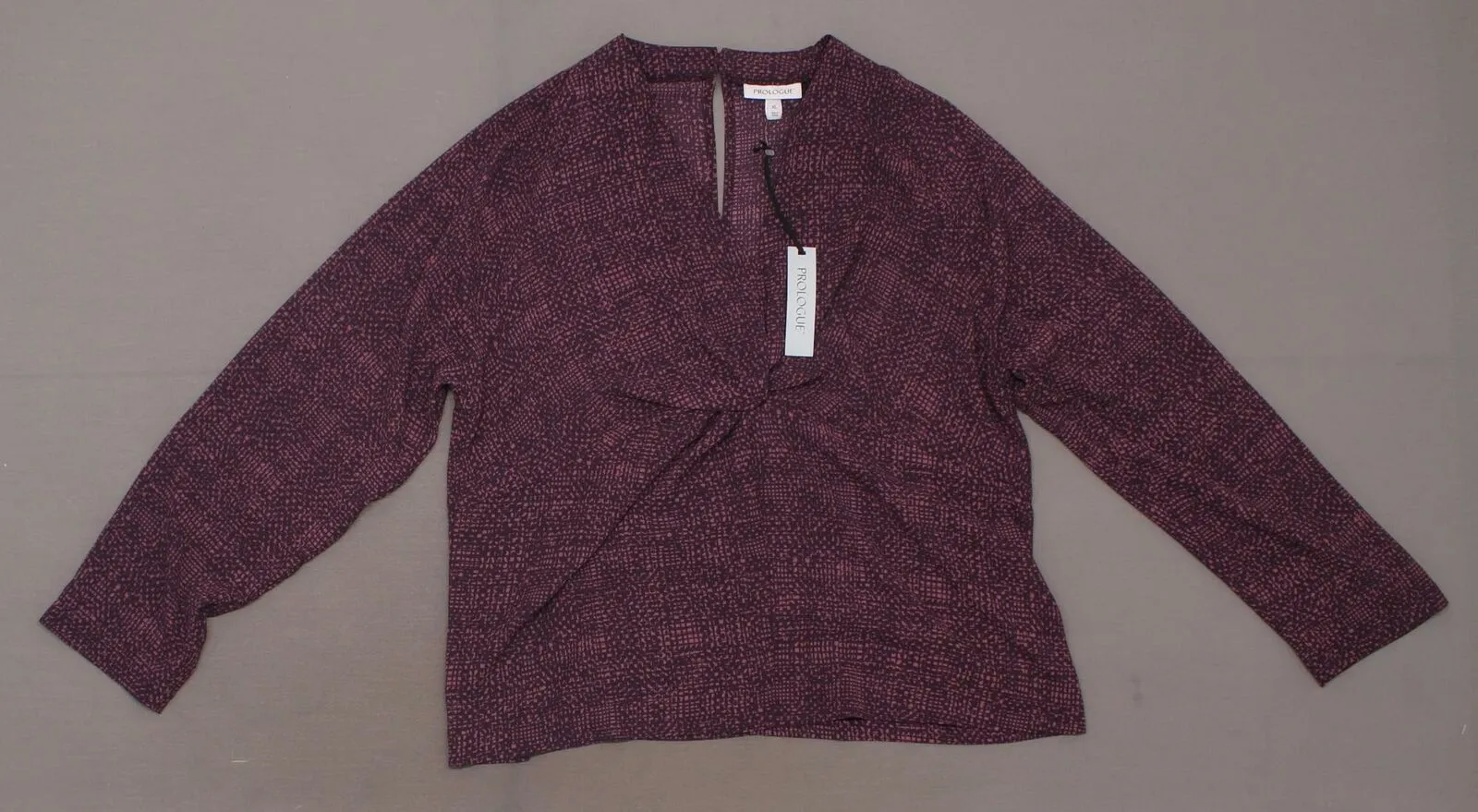 Prologue Women's Raglan Long Sleeve V-Neck Twist Front Blouse