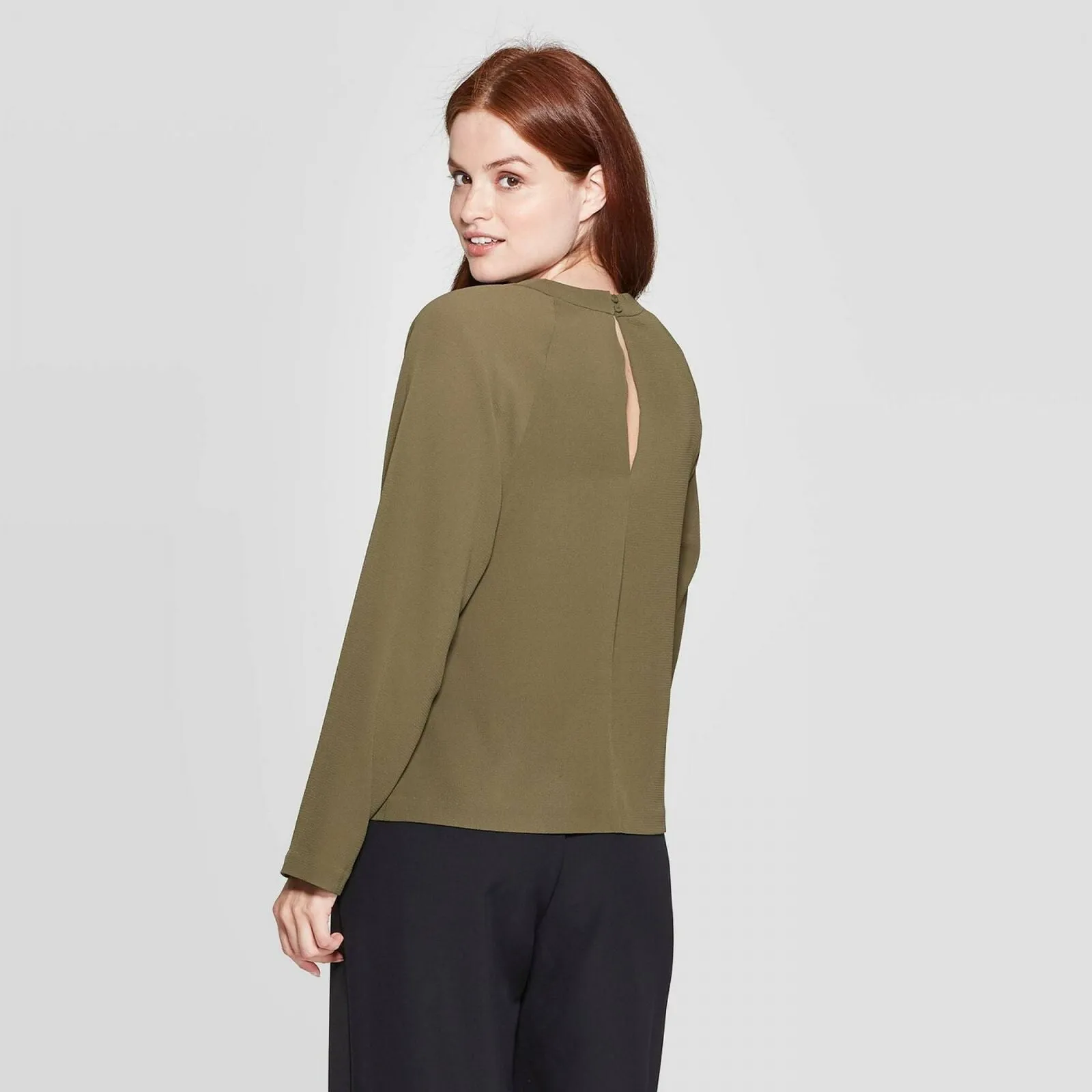 Prologue Women's Raglan Long Sleeve V-Neck Twist Front Blouse