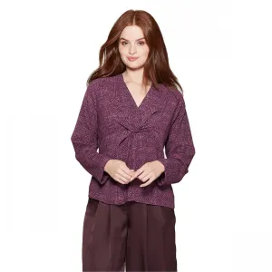 Prologue Women's Raglan Long Sleeve V-Neck Twist Front Blouse