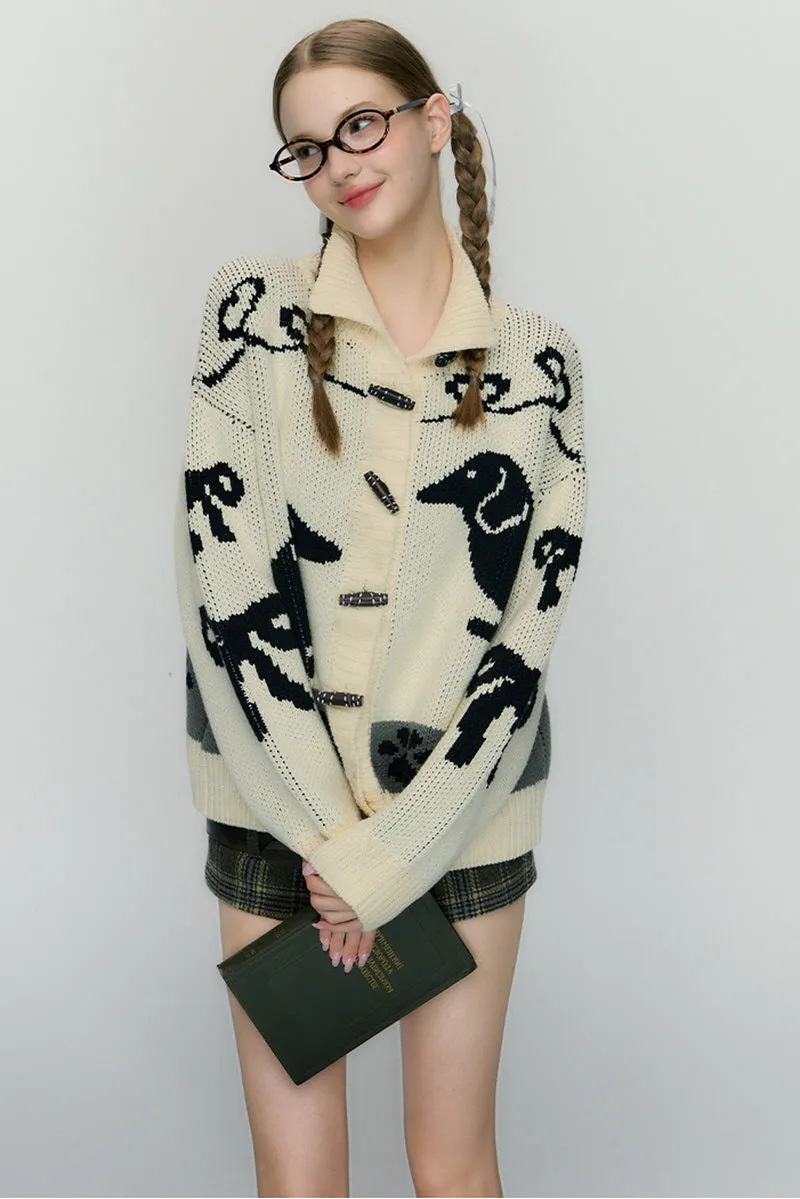 Puppy Knitted Cardigan Sweater