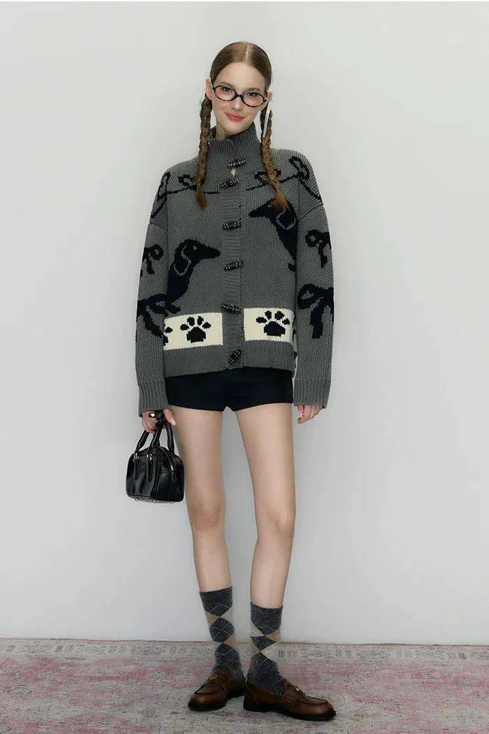 Puppy Knitted Cardigan Sweater