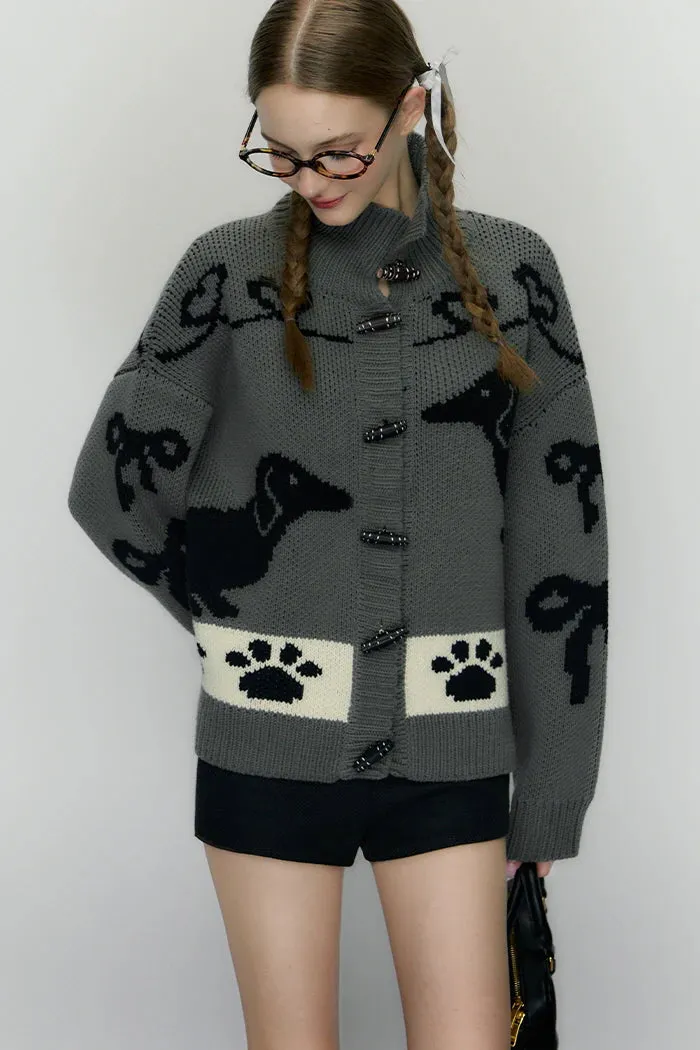 Puppy Knitted Cardigan Sweater
