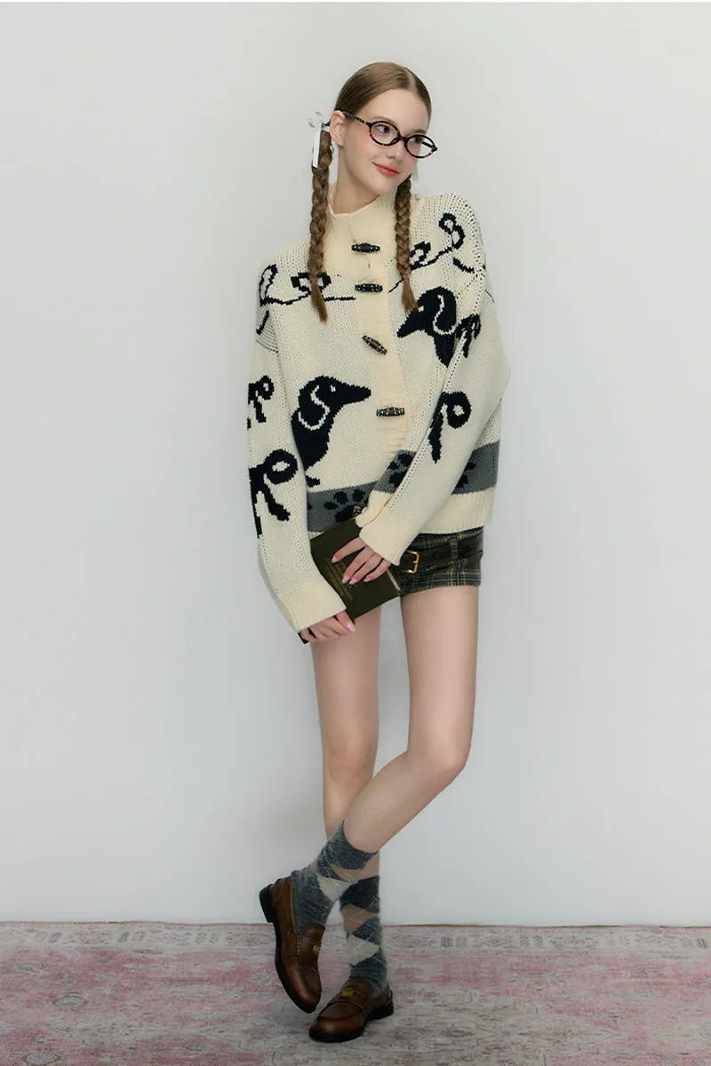 Puppy Knitted Cardigan Sweater