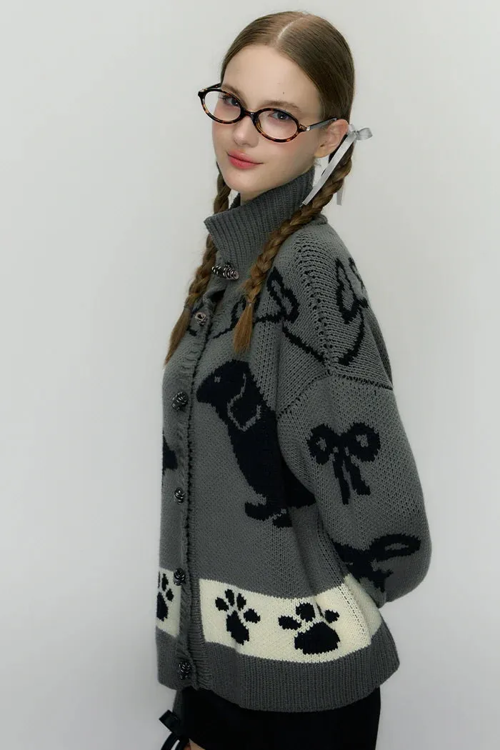 Puppy Knitted Cardigan Sweater