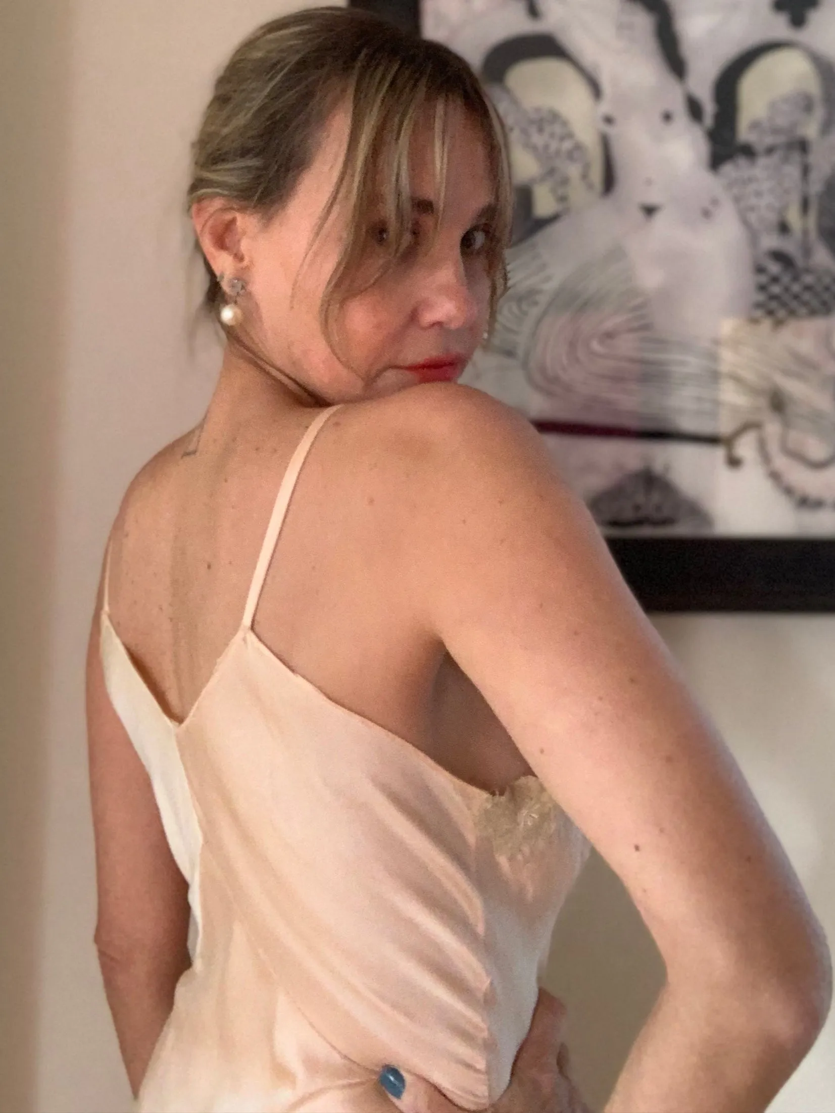Pure Silk Lace Slip Dress - 50s - 50S