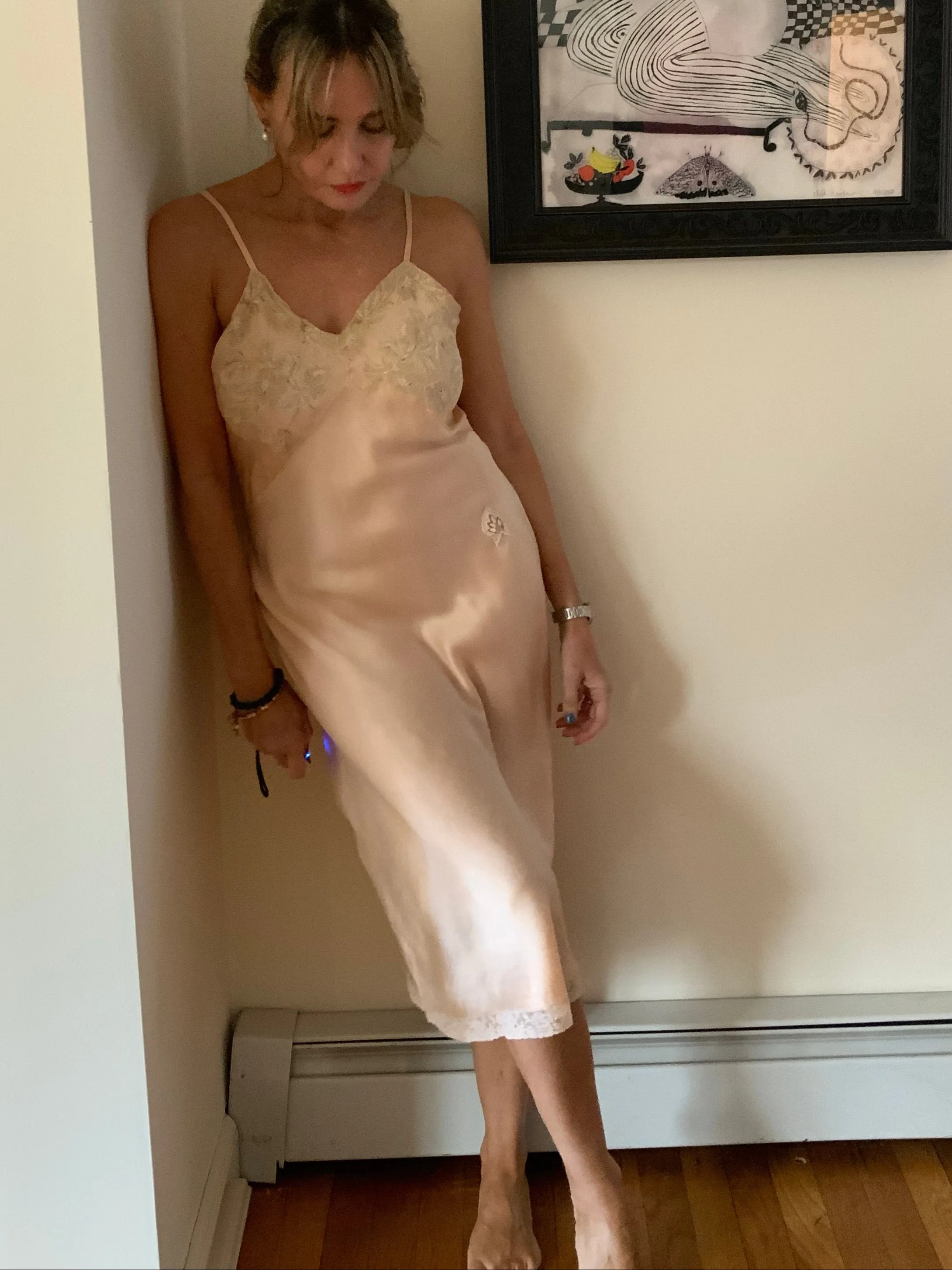 Pure Silk Lace Slip Dress - 50s - 50S
