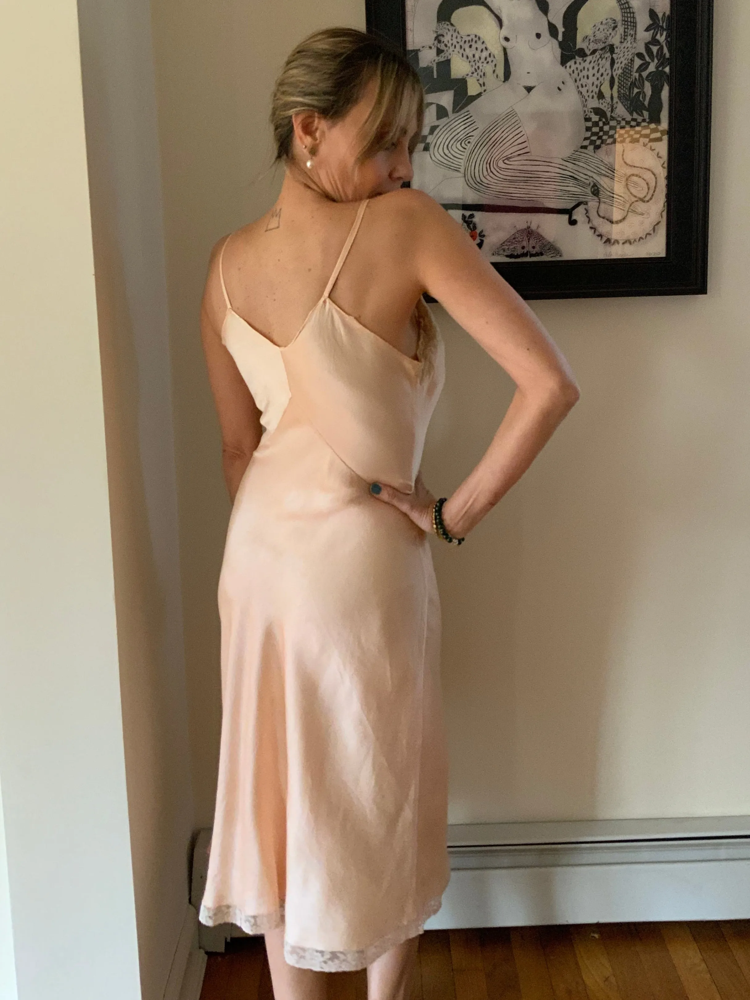 Pure Silk Lace Slip Dress - 50s - 50S