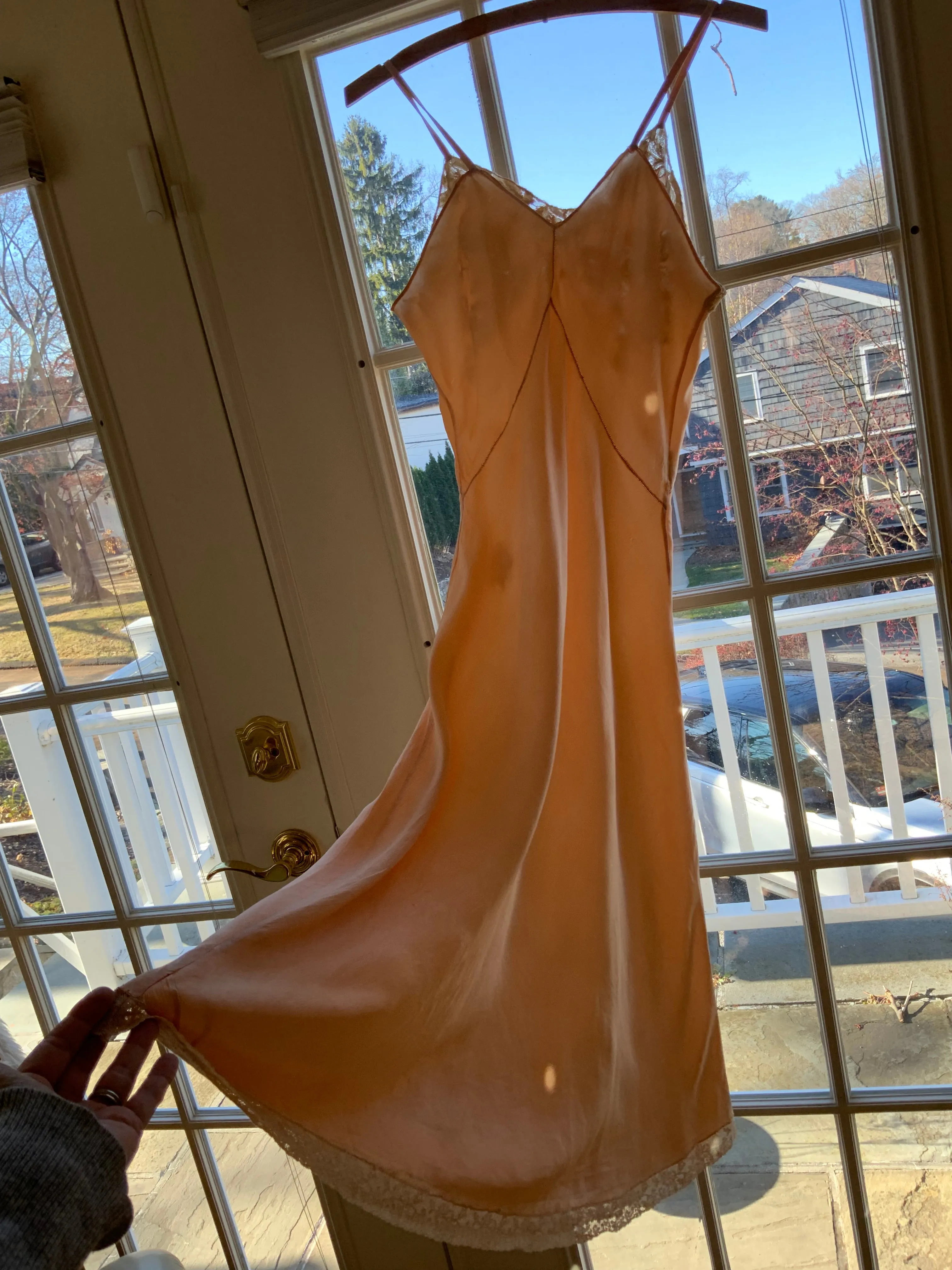 Pure Silk Lace Slip Dress - 50s - 50S